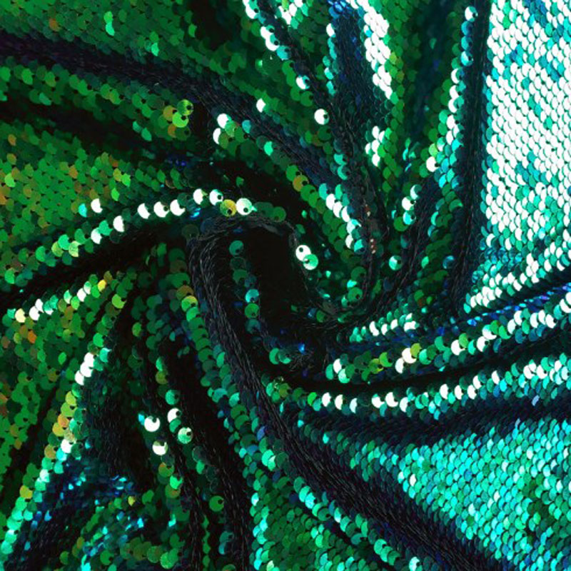 Brand Glitter Pauw Green Sequin Double-face Omkeerbare Sequin Stof Satijn Back Sequin Stof Voor DIY Naaien Zak portemonnee