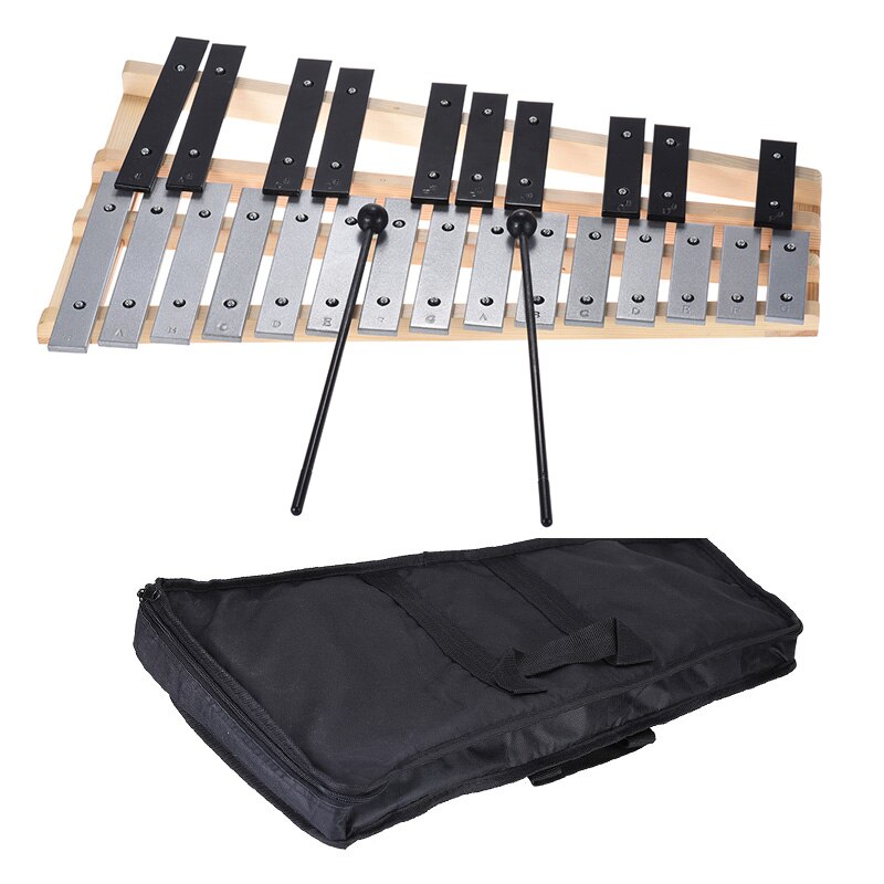 Foldable 15/25/30/32 Note Glockenspiel Xylophone Wooden Frame Aluminum Bars Educational Percussion Musical Instrument & Bag: 25-Note Xylophone
