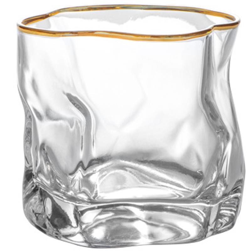 Krystall whiskyglass uregelmessig stilfritt vinglass drikkeglass kopp til whisky vin vodka bar klubb øl vinglass: Klar og gylden