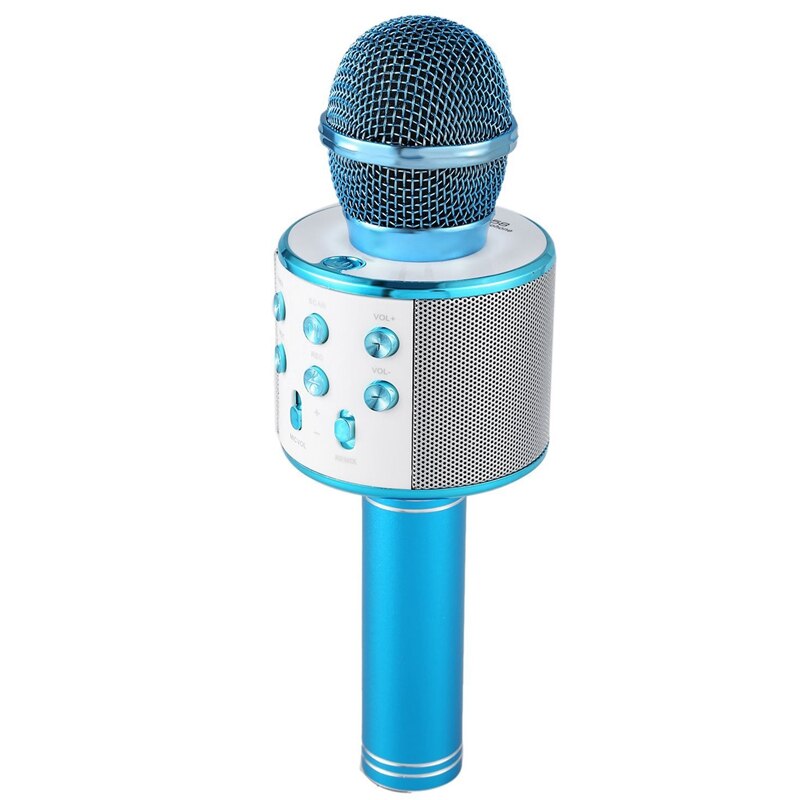 2 Pcs Wireless Karaoke Microphone Portable Bluetooth Mini Home KTV for Music Playing PC Blue & Rose Gold