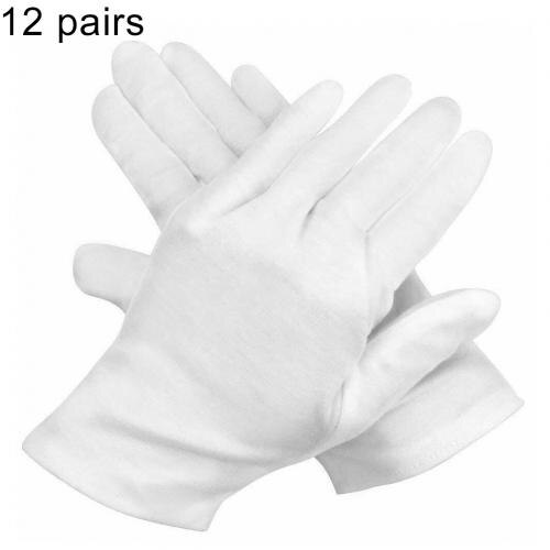 12 Pairs Disposable White Cotton Ceremonial gloves for male female Serving Waiters drivers Jewelry Gloves Green Gardening: XL