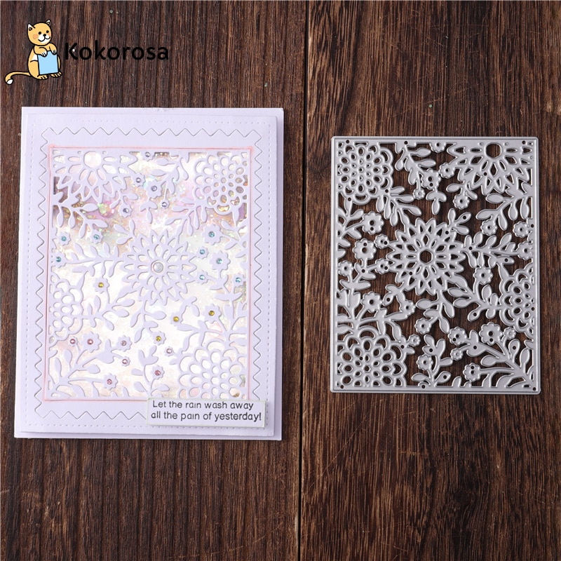 Kokorosa Floral Metal Cutting Dies for Scrapbooking Card Album Embossing Flower Background Frame Die Cut Template
