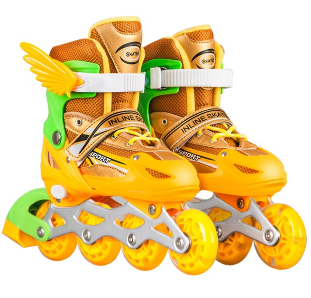 Single flash inline skates roller skates beginner skates adjustable size skates: 3 / 26-32