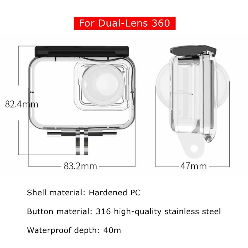40m Original TELESIN Waterproof Shell For Insta360 ONE R Protection Box Dive Case For Insta 360 R Dual-Lens 360 Accessories