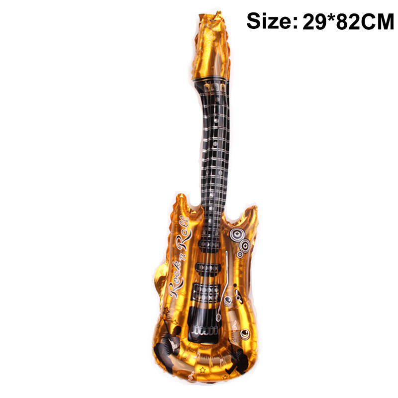 Musikaali juhlailmapallo disko 4d pallo nuotti kitara ilmapallo musiikkiteema syntymäpäiväsuihku valmistuminen rock syntymäpäiväkoristeet 80s/90s: Fluoresenssi keltainen