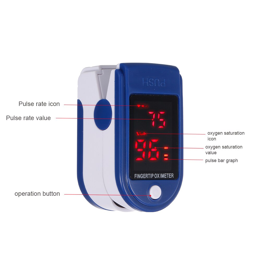 Fingertip Pulse Oximeter SpO2 Monitor Oxygen Saturation Monitor Pulse Rate Measuring Gauge Device 5s Rapid Reading with Lanyard
