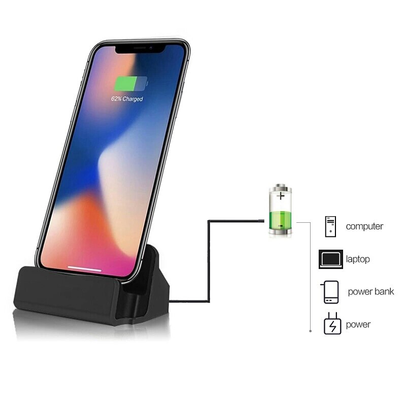 Cabo usb carregador e de dados 2 em 1, estação de carregamento para iphone x xs max xr 6 6s 7 8 plus 5 se docking desktop berço