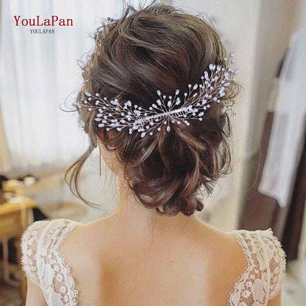 YouLaPan, peineta de boda, tocado de perlas, pinza para el pelo para el cabello para novia, tocados de boda, joyería para el pelo de novia HP182