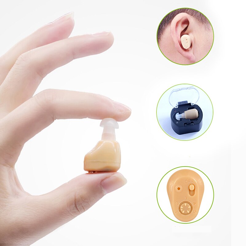 Mini draagbaar hoortoestel, in-ear licht, onzichtbare hoortoestellen, eu us plug, geluidsversterker voor dove ouderen, oorverzorging