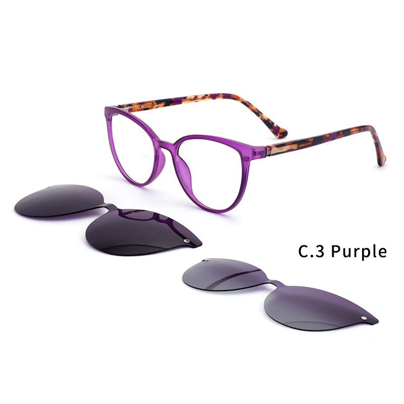 Ceofy Magnetische Gepolariseerde Clip Op Zonnebril Vrouwen Bril Kader Optische Bijziendheid Bril Recept Brillen 69940: 69940C3