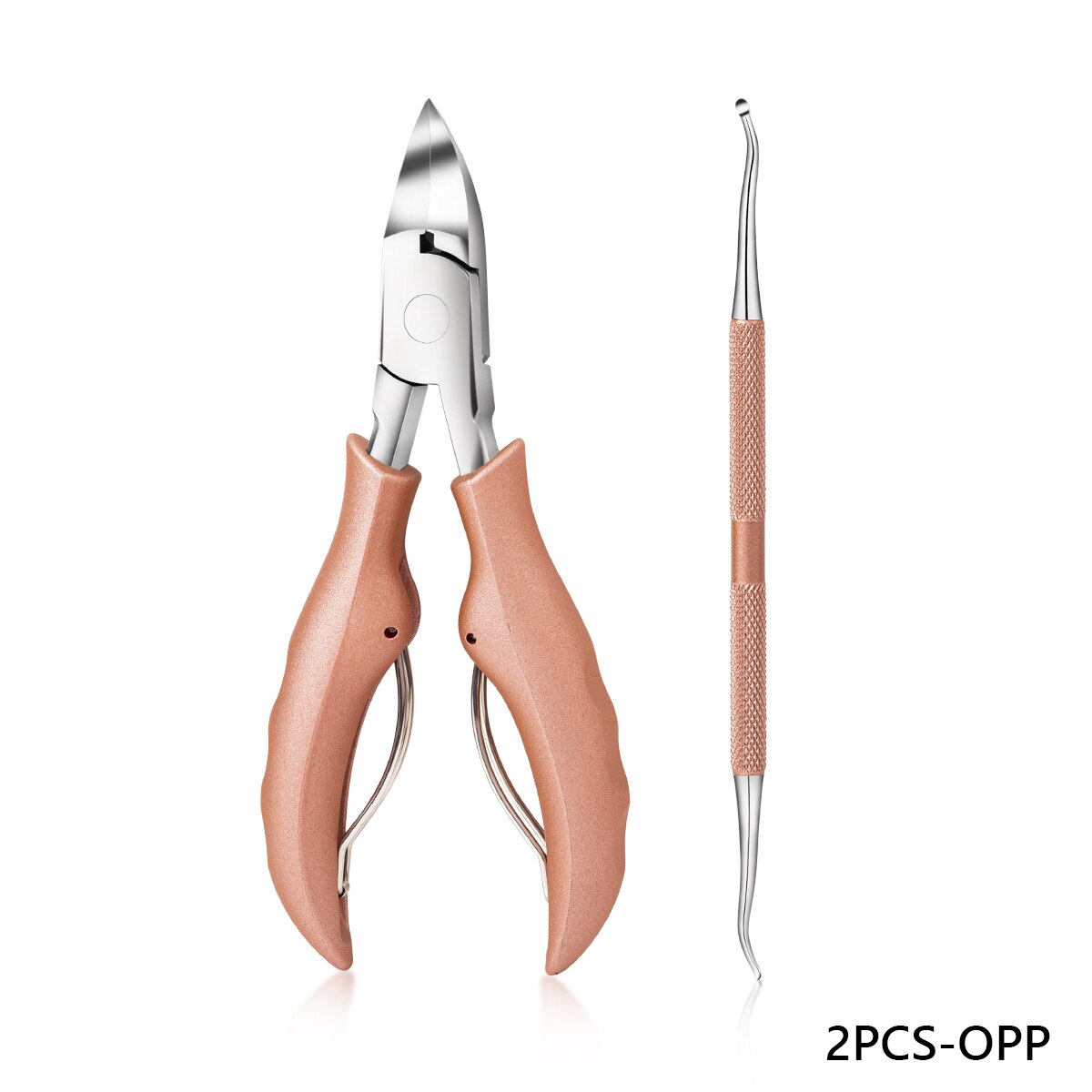 Toe Nail Clippers Nail Correction Thick Nails Ingrown Toenails Nippers Cutters Dead Skin Dirt Remover Pedicure Care Tool: 2pcs-rose gold