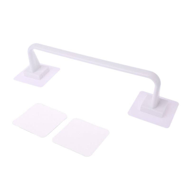 Self Adhesive Wall Mounted Bathroom Towel Bar Shelf Rack Holder Toilet Roll Paper Hanging Hanger: small size white