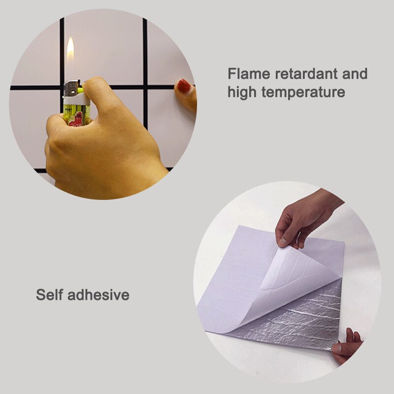Stickers Fire Retardant Tile for Kitchen Bathroom 30x30cm Waterproof Self-adhesive Wall Paper Home Decoration In Stock