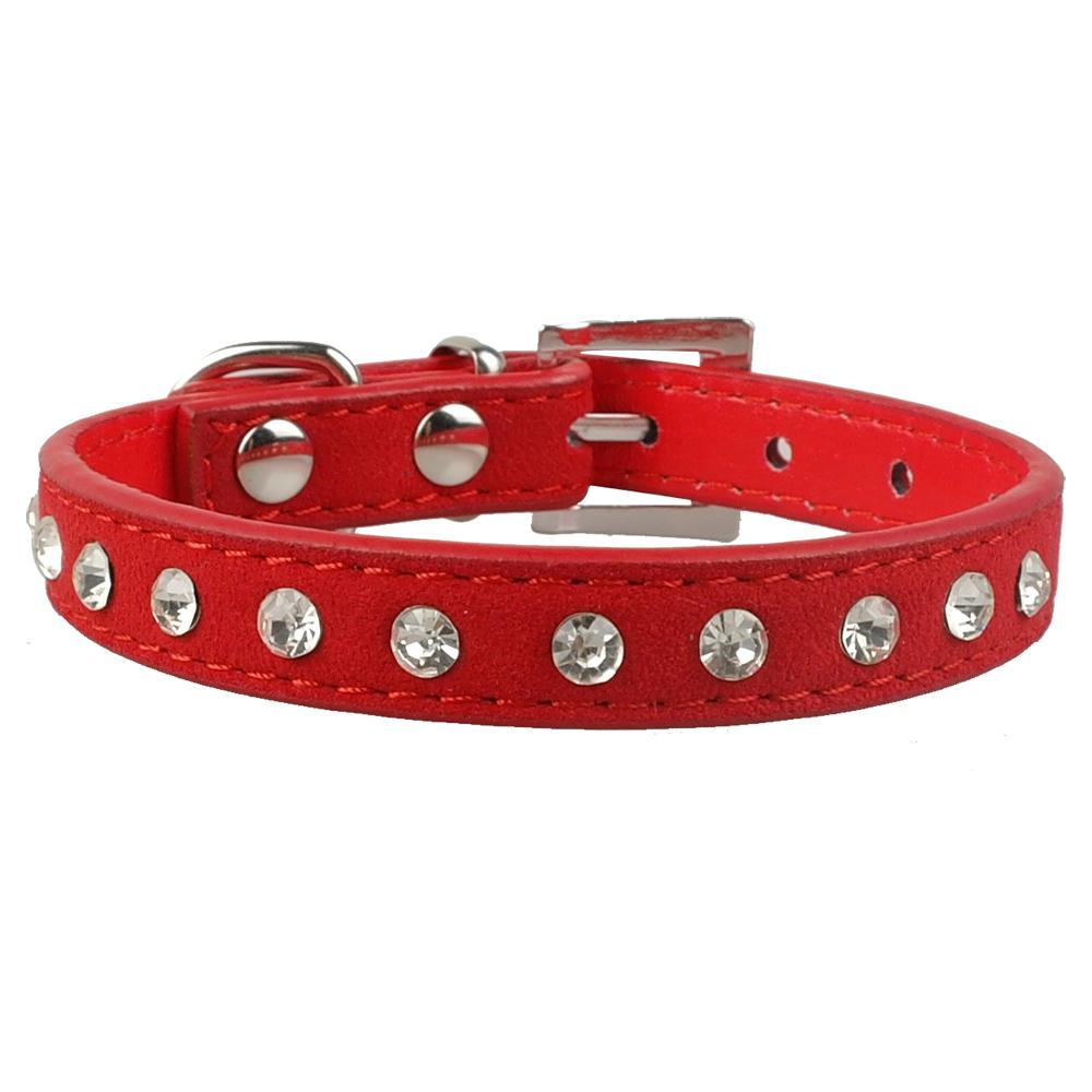 Strass Halsband voor Chihuhua Zachte Suède Kleine Halsbanden Crystal Kat Kraag voor Kleine Hond Puppy Cat 3 maten