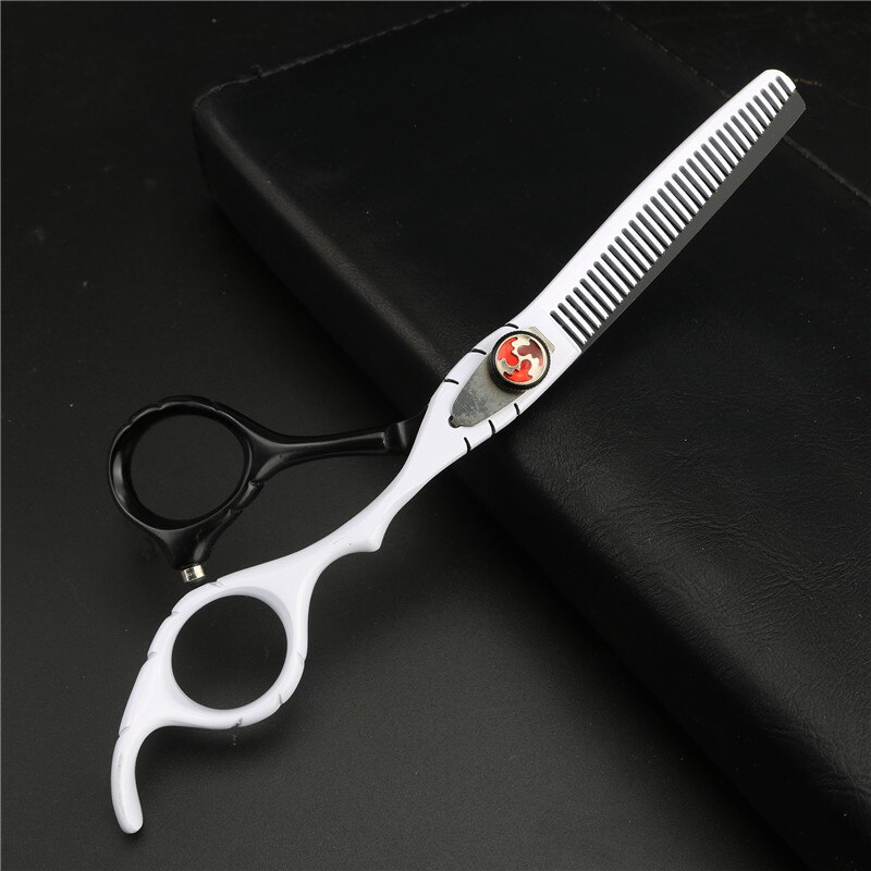 Black and white handle hairdressing scissors Standard 6.0 inch hairdressing supplies Sharp scissors Tools: Thinning scissors