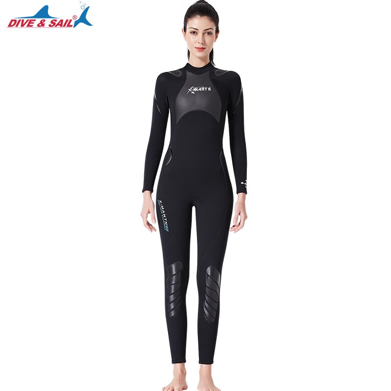 Women's Wetsuit 3mm Neoprene Fullsuit - Back Zip Long Sleeve 4-Way Stretch for Surfing, Diving, Swimming