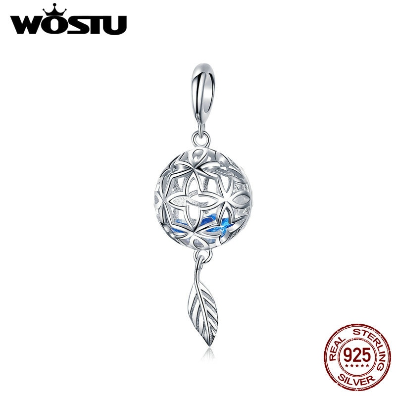 Wostu 925 Sterling Zilveren Bloem Blad Bal Charms Zirkoon Bead Fit Originele Armband Hanger Voor Vrouwen Sieraden Maken FIC1123