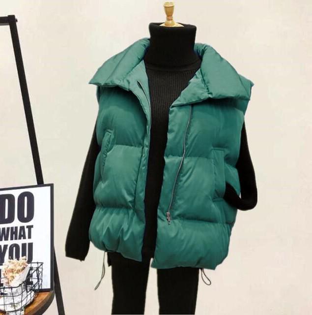 Lusumily winter 2022 varm vest kvinder ærmeløs jakke let varm vest dunvest kvindelig ærmeløs frakke tyk vest top: Grøn / Xxl