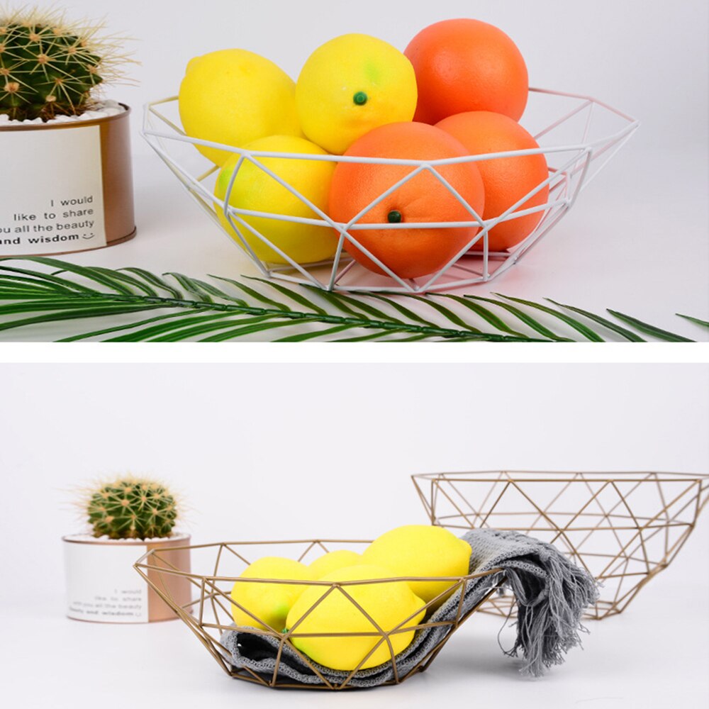 Scandinavische Stijl Geometrische Groente Fruit Metalen Draad Mand Keuken Desktop Opslag Kom Container Tafel Fruit Platen Decoratie