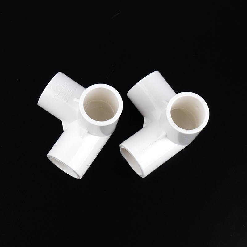2pcs Inner Diameter 20mm PVC Joints 3-Way PVC Connector White Plastic Elbow Tee PVC Connector