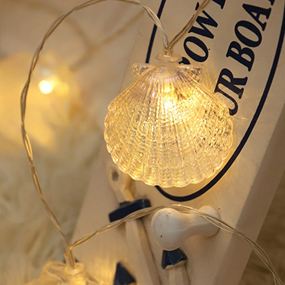 10/20 led-lichtsnoeren in de vorm van een schelp, ultraheldere, zachte verlichting voor binnen en buiten, doe-het-zelf, voegt een exotische sfeer toe