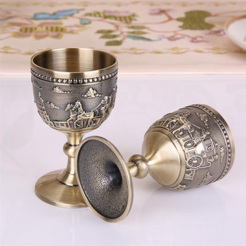 Copa para vino de Metal clásica hecha a mano Copa pequeña de cobre para el hogar copa de vino tallada patrón