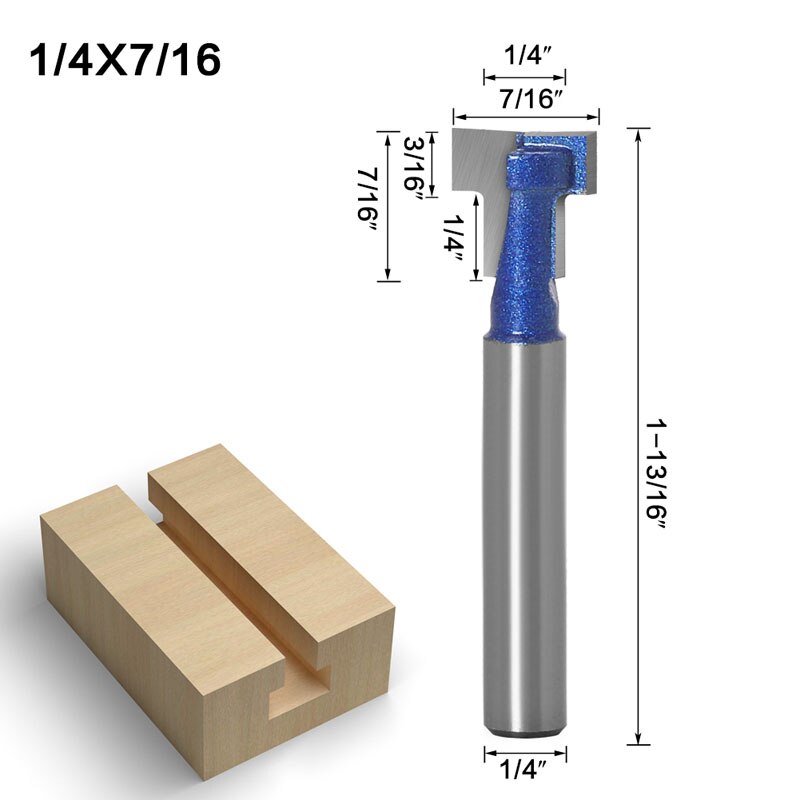 1-2pc 6mm/6.35mm- skaft t-spor slids & t-slot nøglehulsfræser fræser til fræsning af træ: 6.35mm skaft  no1