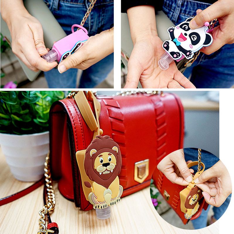 Cute Kids 30ml Empty Travel Bottle Hand Sanitizer Holder with Silicone Case Leak Proof Refillable Portable Containers