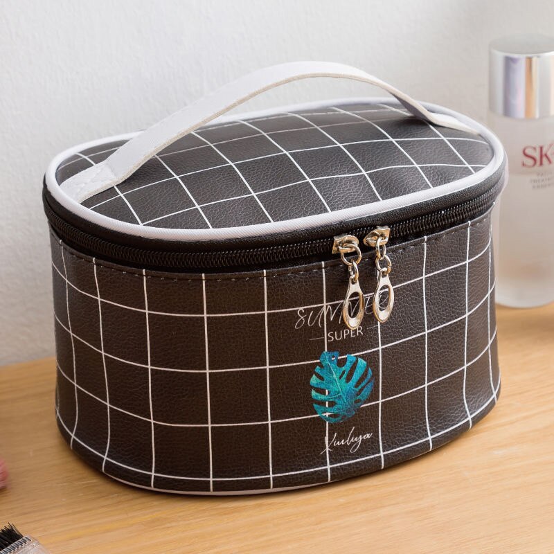 Bolsa de almacenamiento de cosméticos portátil de gran capacidad impermeable de con múltiples patrones, almacenamiento de viaje simple multifuncional: Black