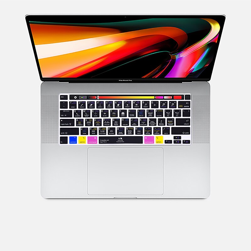 HRH Logic Pro X Shortcut Hotkey Functional Silicone Keyboard Cover Skin For MacBook Pro 16 A2141 M1 Chip A2338/A2251/A2289: Default Title