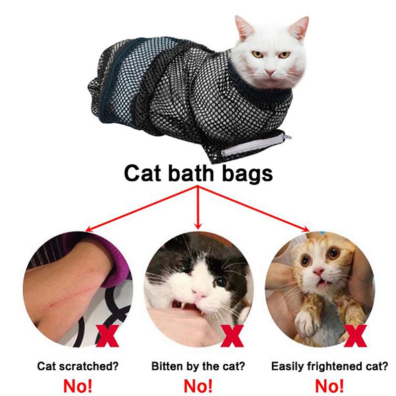 Mesh Cat Grooming Bath Bag Cat Supplies Washing Bags For Pet Bathing Nail Trimming Injecting Anti Scratch Bite Restraint
