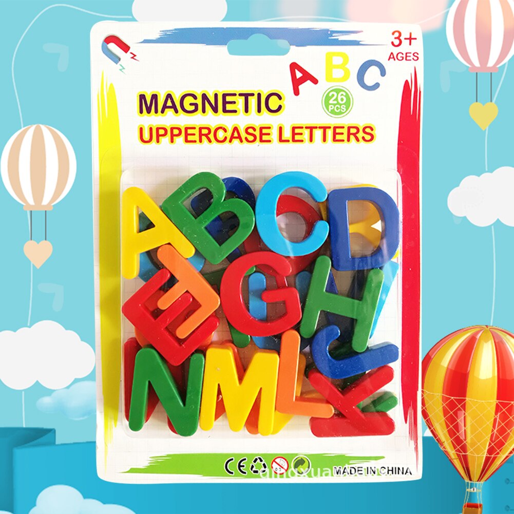 Bambini giocattoli educativi precoci adesivi magnetici maiuscole lettere minuscole giocattolo alfabeto inglese adesivi per frigorifero in plastica