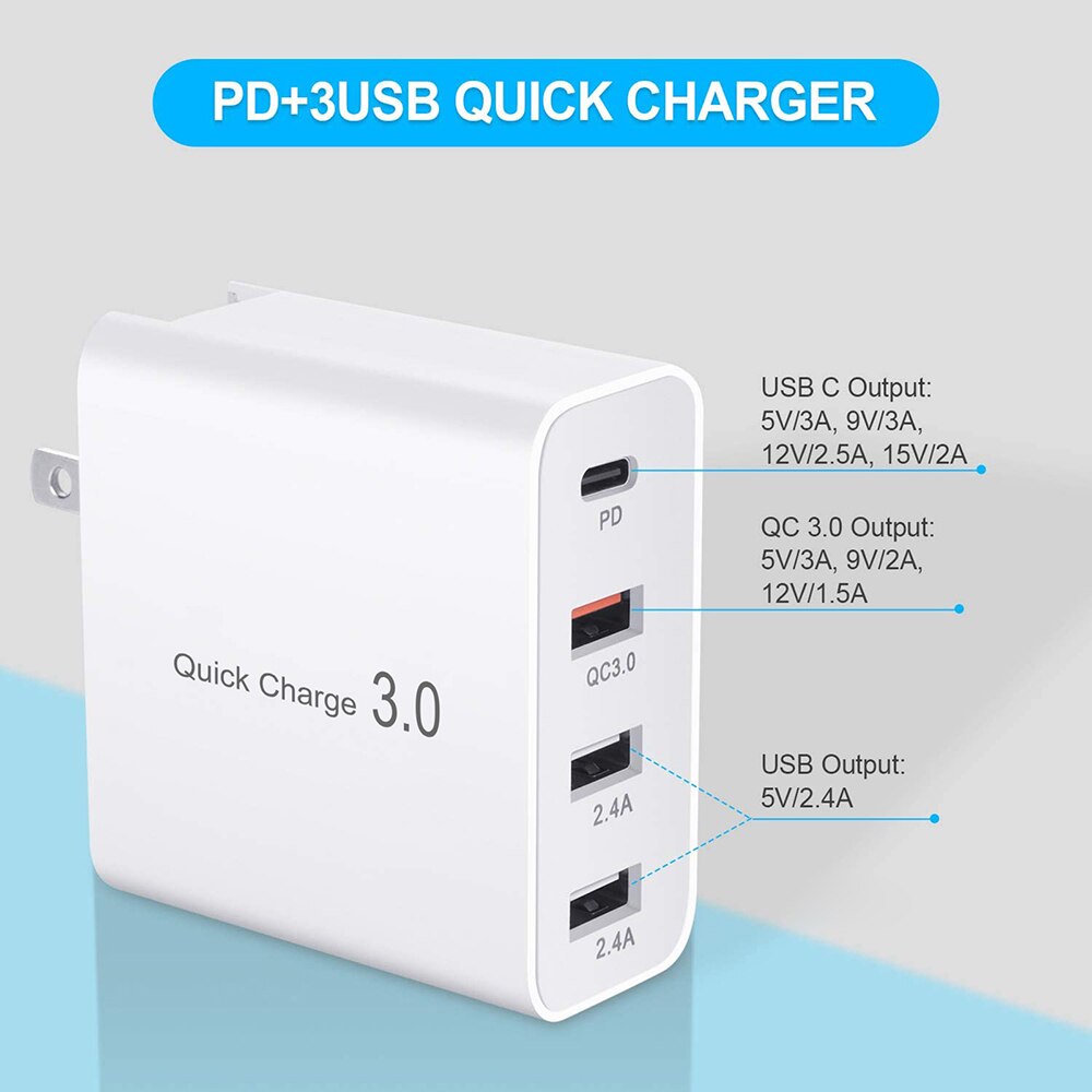 Fast Charger 48W Usb Type C Pd Charger Met Quick Charge 4.0 3.0 Draagbare Usb Telefoon Oplader Voor Tablet smartphone Snelle Lading
