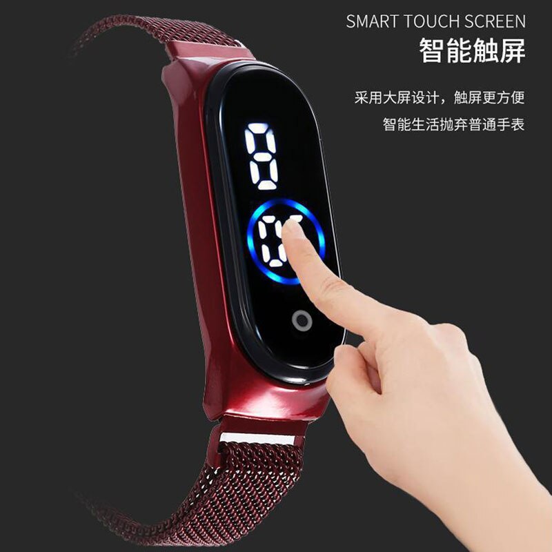Led Vrouwen Horloge Magnetische Magneet Waterdichte Touch Vrouwen Horloges Touch Digitale Horloges