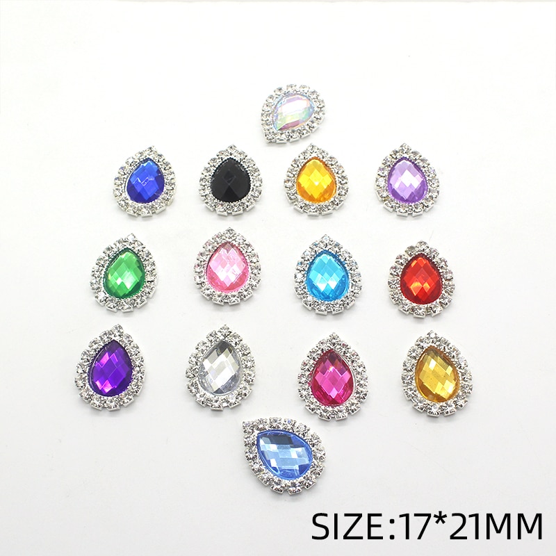 10pcs/lot17*21mm metal Water rhinestoneMaterial AcrylicMaterial MixDIY clothes, crafts, sewing, handmade jewelry accessorie