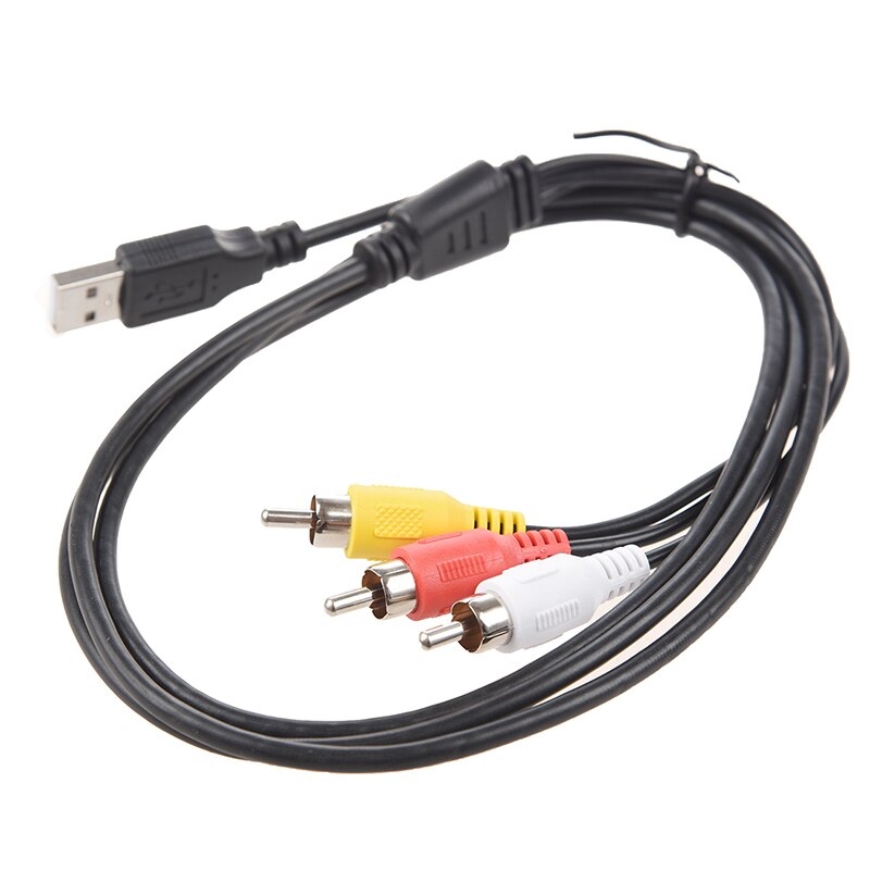 USB Male A to 3x RCA AV A/V TV Adapter Lead Cable 5Feet