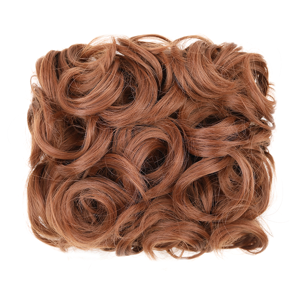 Coque bagunçado coque de cabelo premium sintético encaracolado prato de cabelo pentes de metal em elegante scrunchie bun extensão de cabelo para mulheres: P18/22