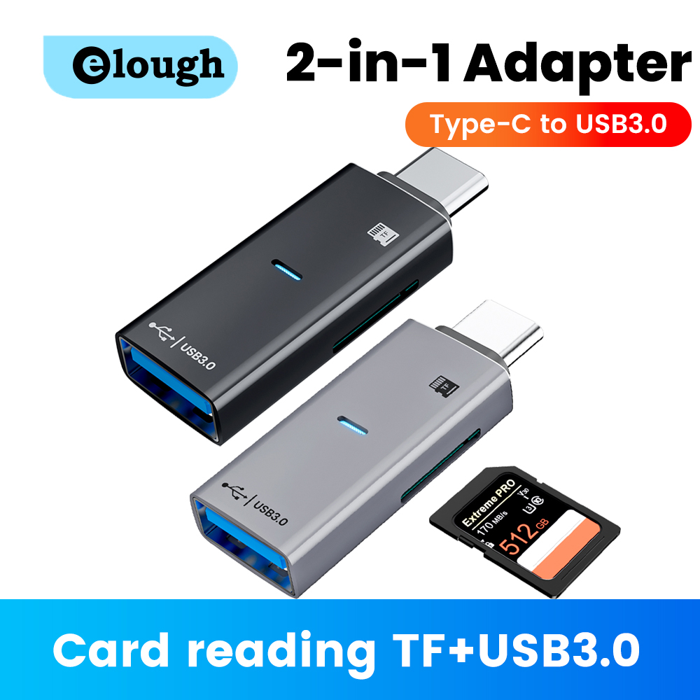 Adattatore OTG USB tipo C 2 in 1 Lettore di schede di memoria TF Lettore di schede Flash Drive USB Convertitore OTG per trasferimento dati ad alta velocità USB 3.0