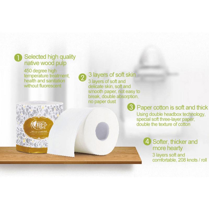 Wc-paperi kotitalouksien vessapaperi 1 rulla 110g 3 kerrosta rulla wc-paperi