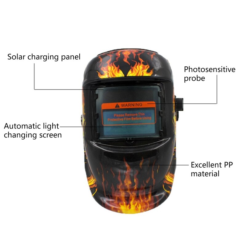 Lashelm Zonne-energie Auto-verdonkert Kap Met Verstelbare Schaduw Bereik 4/9-13 Voor Arc Lasser Masker Flaming