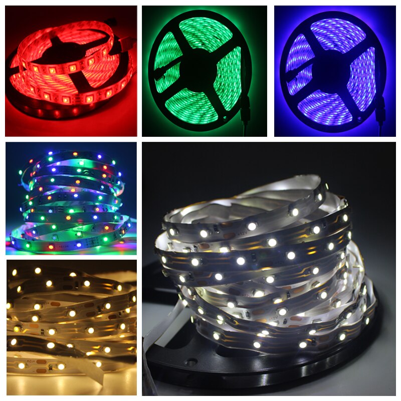 5 Meter 300Leds SMD RGB LED Strip Licht 3528 2835 1M LED Light RGB Leds tape diode lint flexibele Controller DC 12V Adapter set