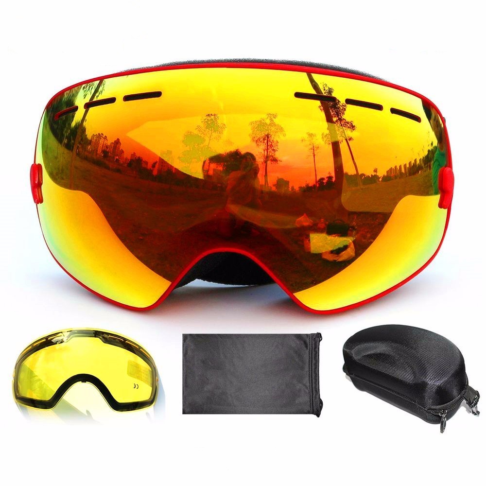 BENICE snowboard goggles 2 dubbele lens UV400 anti-fog sferische ski bril skiën mannen vrouwen ski bril + lens + Box Set