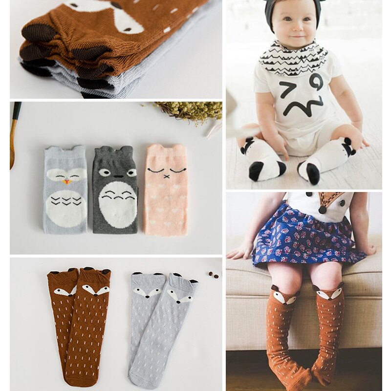 Baby Socks Unisex Lovely Cute Cartoon Fox Kids Knee Girl Boy Baby Toddler Socks Animal Infant Soft Cotton Socks Newborn Socks