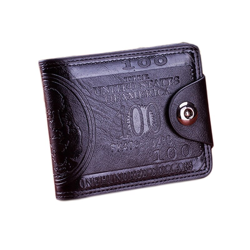 Portefeuilles pour hommes avec 100 US Dollar motif portefeuille homme cuir portefeuille Photo porte-carte grande capacité portefeuille: Black