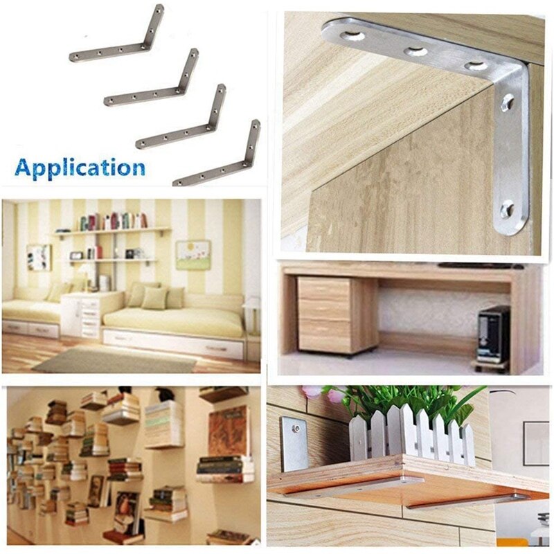 4 Pieces of 150X100MM Heavy-Duty "L"-Shaped Decorative Joint Corner Shelf Shelf Wall-Mounted Bracket with Screws