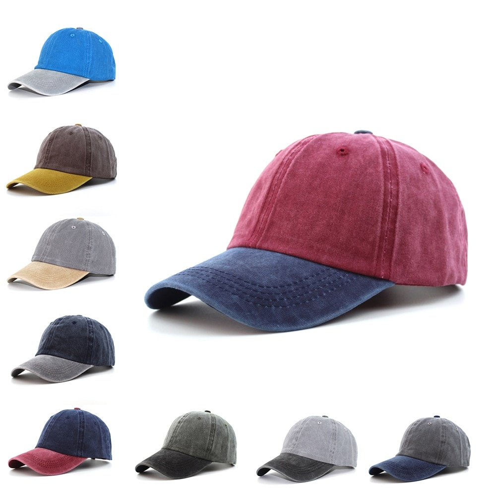 Washed Cotton Pure Color Light Board Men's Baseball Cap Multi-Color Optional Bone Cap Stitching Dad Hat