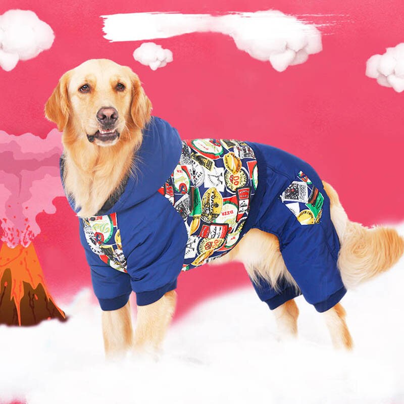 Large Pet Clothes Labrador Warm Cotton Dog Coat Autumn Dog Costume Pet Overalls for Dogs Pug Winter Coat Large Dogs Down Jacket