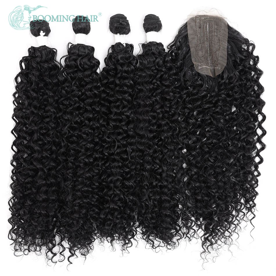 Natuur Haar Afro Water Wave Hair Extensions Bundels Zwart 5 Stks/partij Hair Extensions Zachte Synthetische Wave Haar