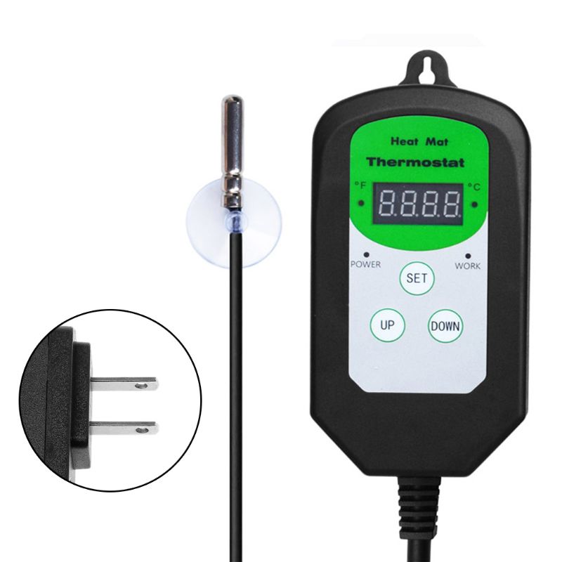 120V US/UK/EU Plug Digital Thermostat Day Night Temperature Control Sensor Regulator for Terrarium Heating Outlet Brooder C42: US plug