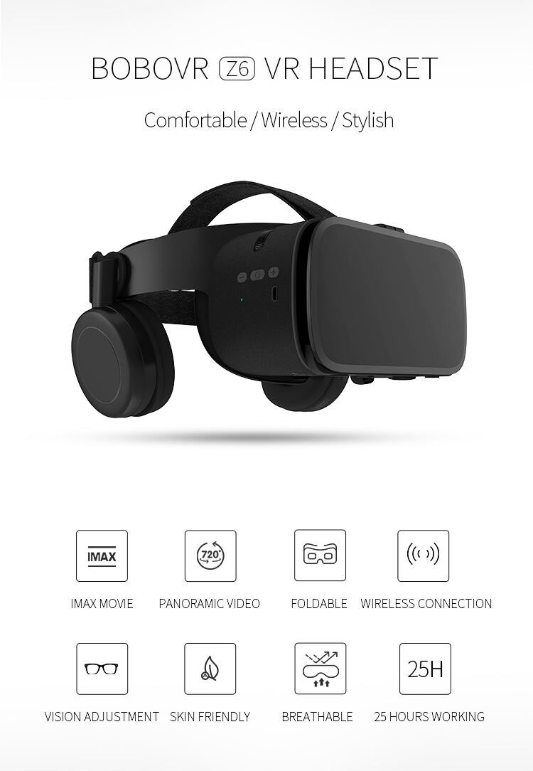 Bobo Vr Z6 Draadloze Bluetooth 3D Bril Virtual Reality Voor Smartphone Meeslepende Stereo Vr Headset Karton Voor Iphone Android